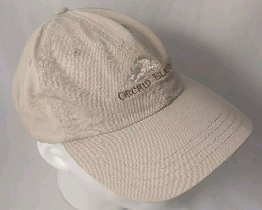 Orchid Island Golf Club Beige Adjustable Strapback Hat/Cap-EXCELLENT!